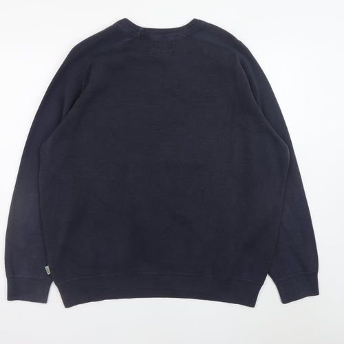 Superdry Mens Blue 2XL Crew Neck Cotton Pullover Jumper