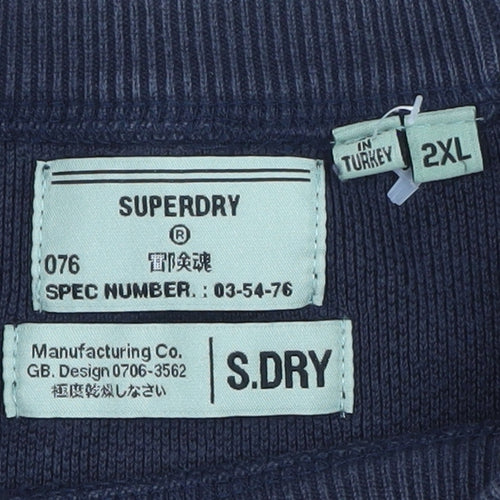 Superdry Mens Blue 2XL Crew Neck Cotton Pullover Jumper