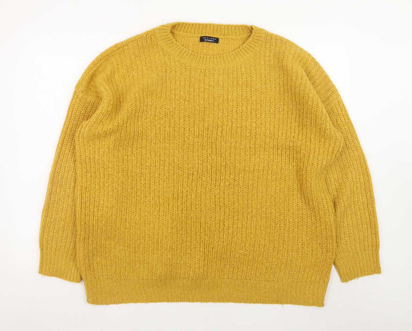 New Look Women's Yellow Maternity Chunky Knit Pullover Jumper Size L