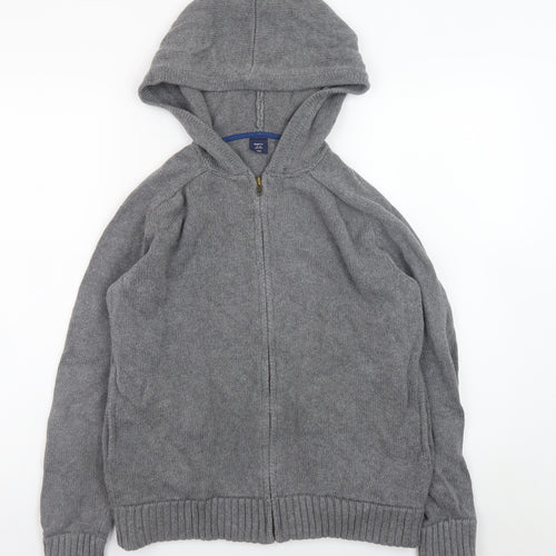 Gap Kids Boys Grey Full Zip Hoodie Cardigan 12-13 Years Cotton Knit