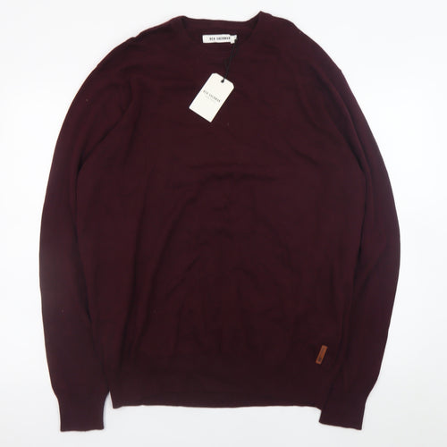 Ben Sherman Men's Red 2XL Cotton Crew Neck Pullover Jumper