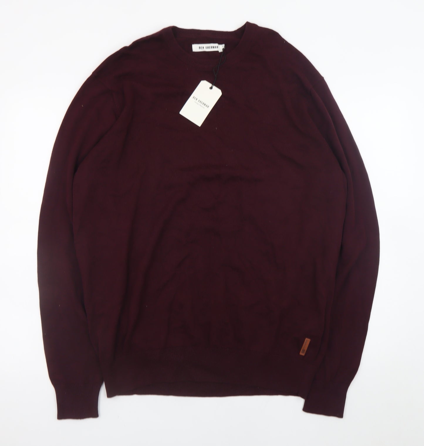 Ben Sherman Men's Red 2XL Cotton Crew Neck Pullover Jumper