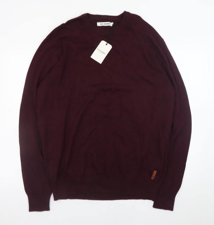 Ben Sherman Men's Red 2XL Cotton Crew Neck Pullover Jumper