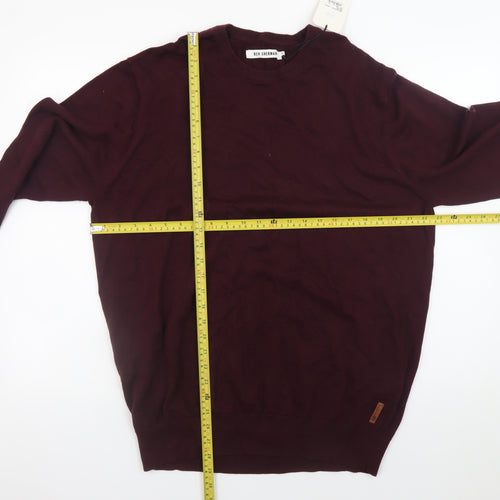 Ben Sherman Men's Red 2XL Cotton Crew Neck Pullover Jumper
