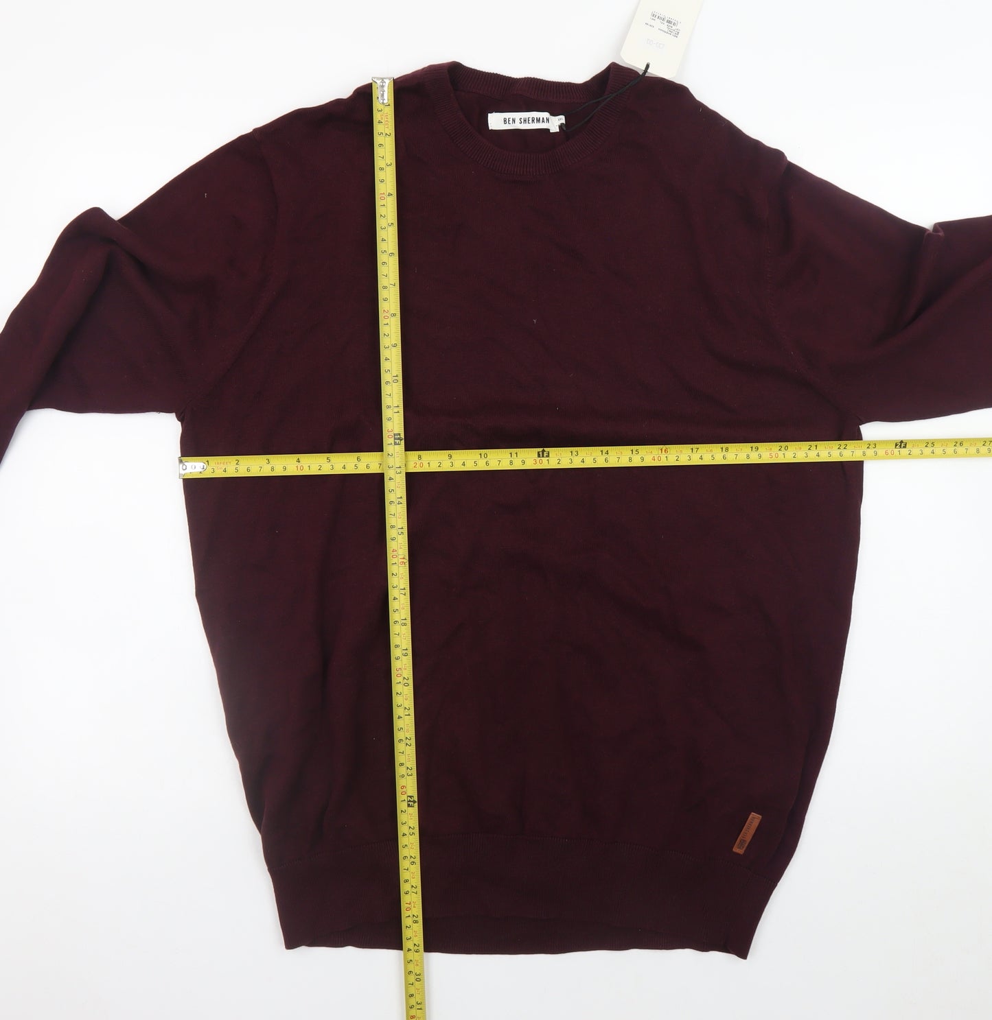 Ben Sherman Men's Red 2XL Cotton Crew Neck Pullover Jumper