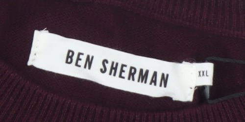 Ben Sherman Men's Red 2XL Cotton Crew Neck Pullover Jumper