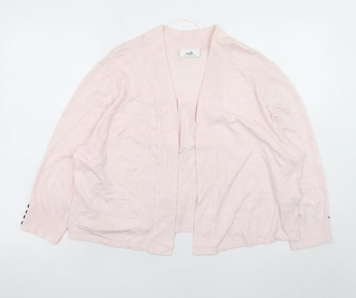 Wallis Womens Pink XL Cardigan Lightweight Open Knit Jumper