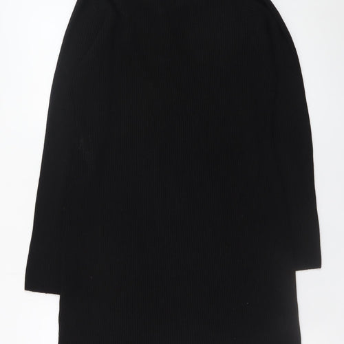George Women Black L Collared Long Sleeve Knit Jumper Dress