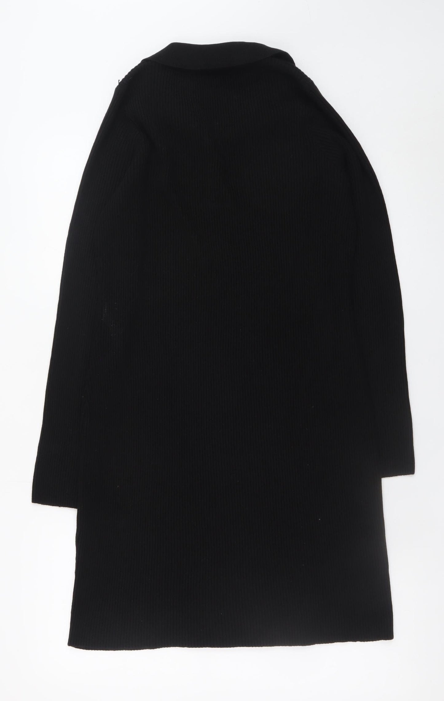 George Women Black L Collared Long Sleeve Knit Jumper Dress