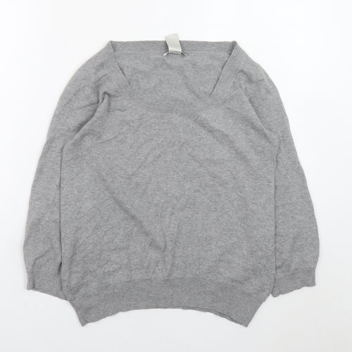 GAP Womens Grey Scoop Neck Long Sleeve Cotton Cashmere Jumper Size S