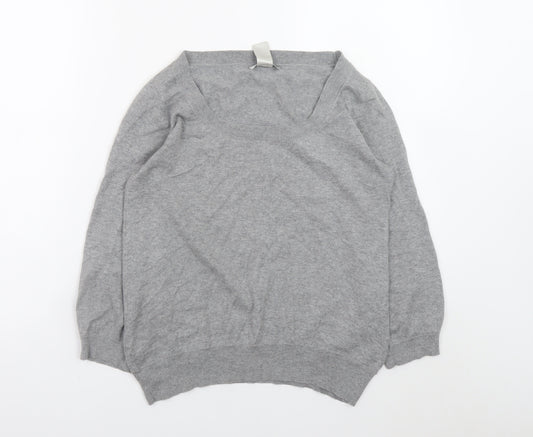 GAP Womens Grey Scoop Neck Long Sleeve Cotton Cashmere Jumper Size S