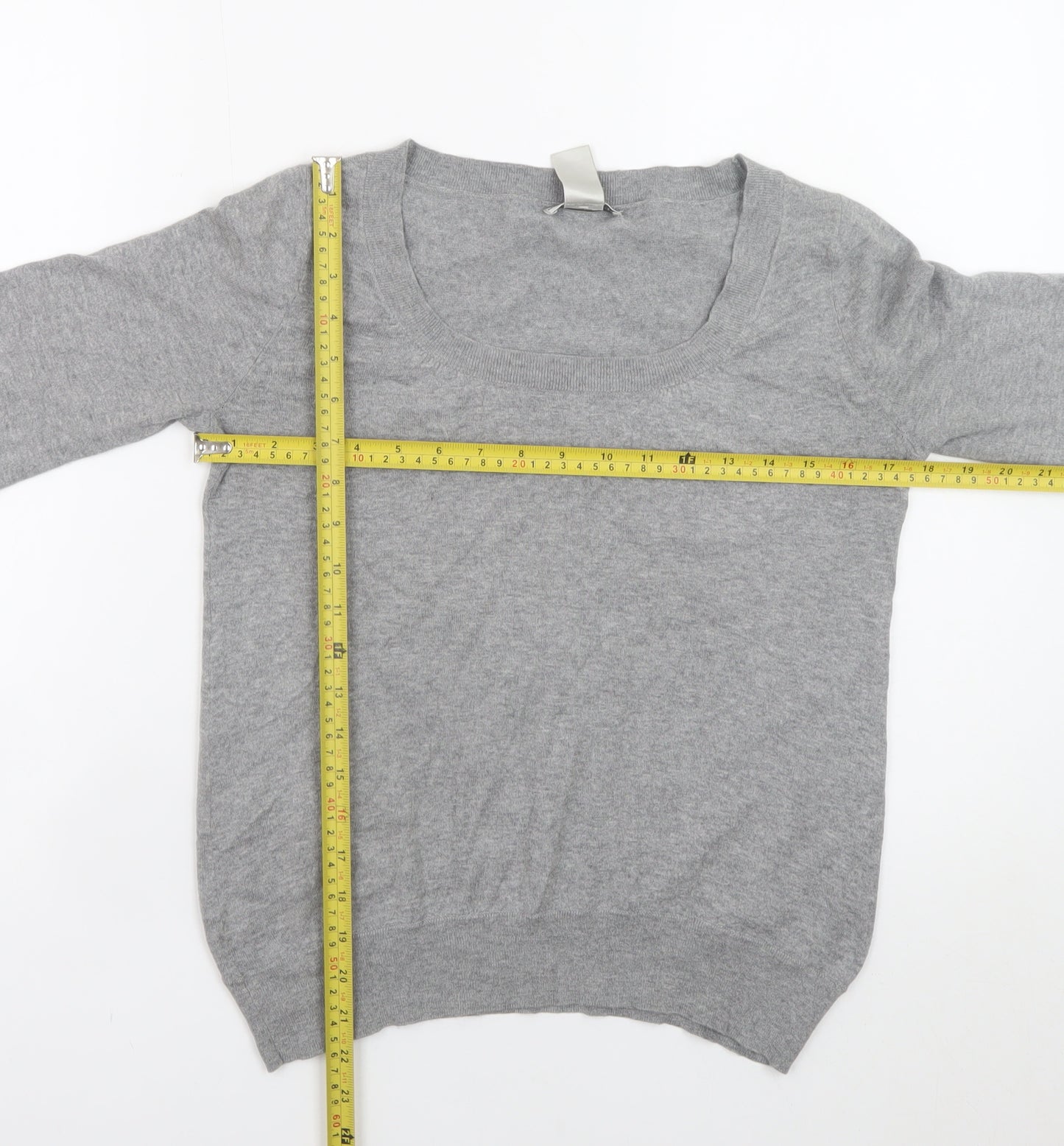 GAP Womens Grey Scoop Neck Long Sleeve Cotton Cashmere Jumper Size S