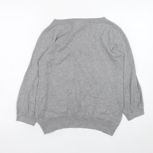GAP Womens Grey Scoop Neck Long Sleeve Cotton Cashmere Jumper Size S