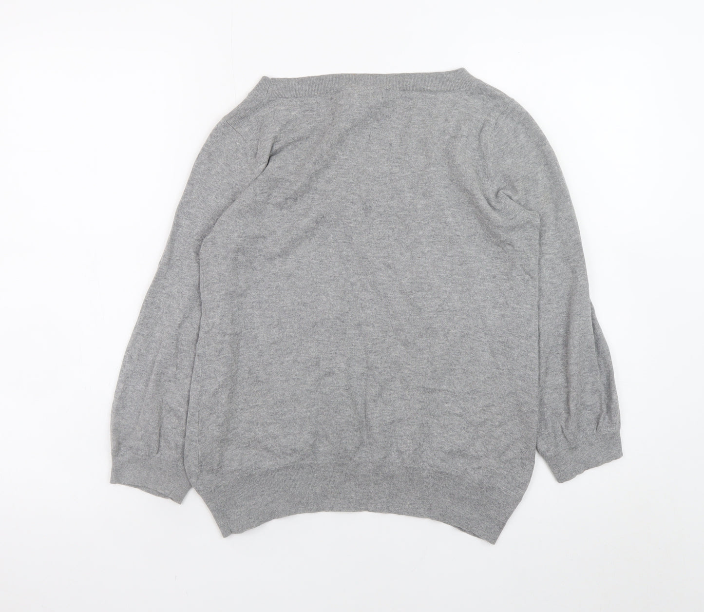 GAP Womens Grey Scoop Neck Long Sleeve Cotton Cashmere Jumper Size S