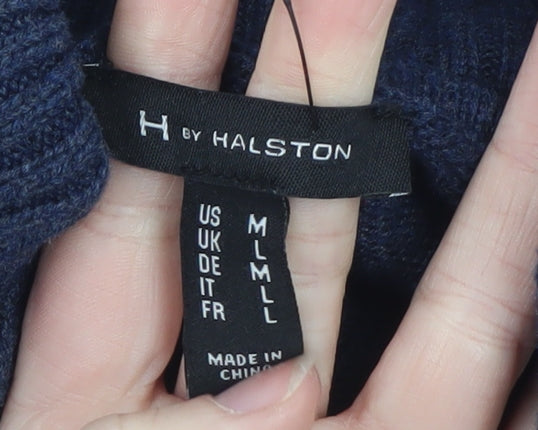 H by Halston Men's Blue Roll Neck Cotton Blend Jumper Size M