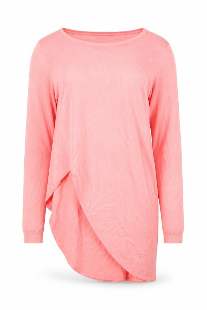 Front view of Vero Moda Women's Pink Long Sleeve Tunic Knit Top, size M