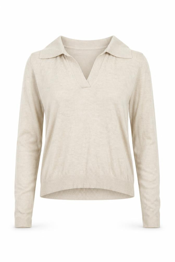 Mango Women's Beige Collared Knit Pullover Jumper Size S