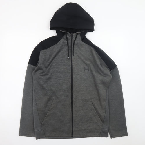 U.S. Athletic Men's Grey Full Zip Hoodie Medium Regular Fit Polyester