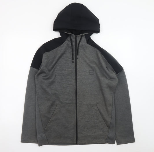 U.S. Athletic Men's Grey Full Zip Hoodie Medium Regular Fit Polyester