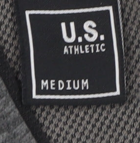 U.S. Athletic Men's Grey Full Zip Hoodie Medium Regular Fit Polyester