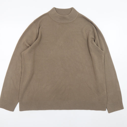 BHS Men’s Beige Mock Neck Cotton Acrylic Pullover Jumper L