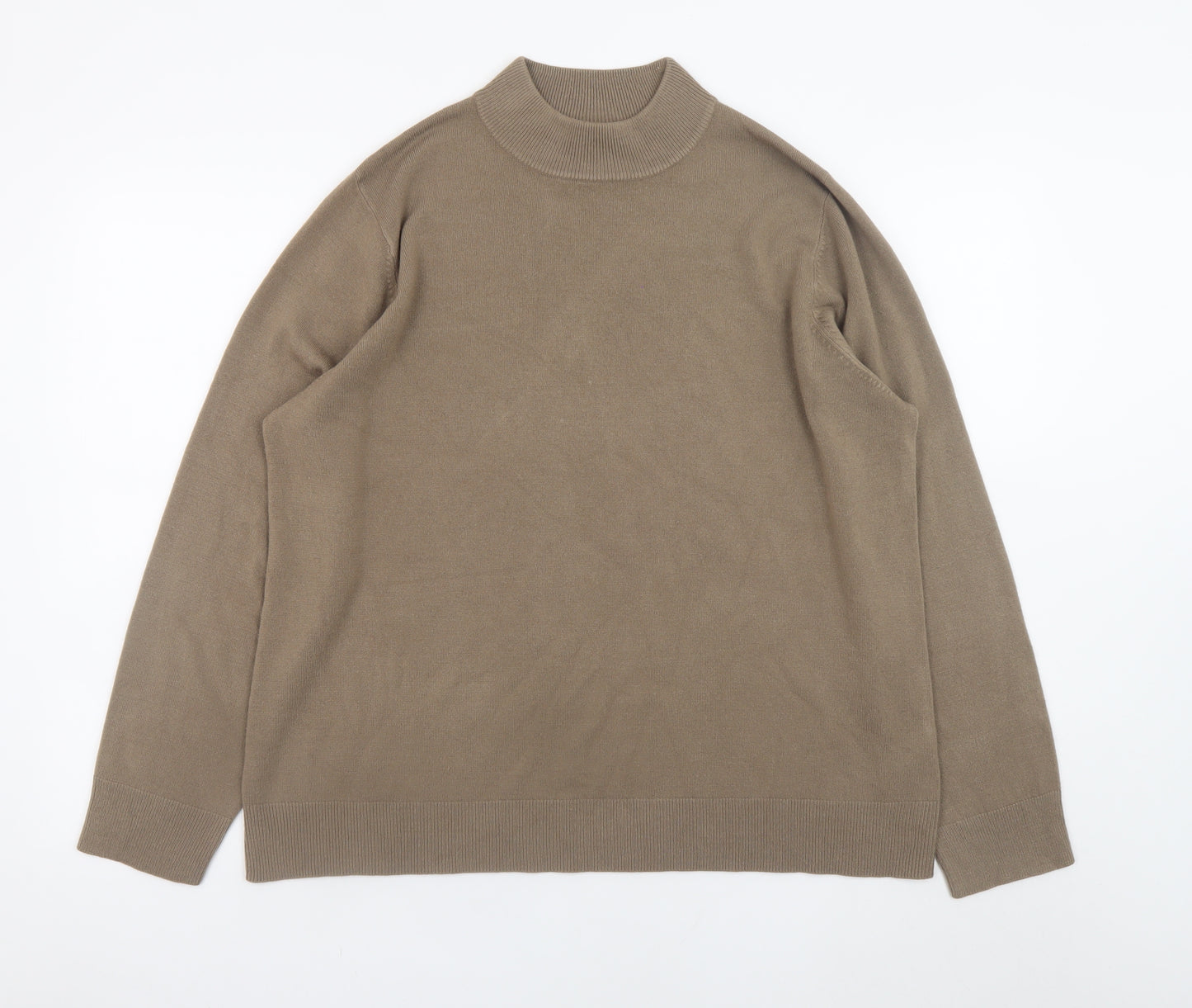 BHS Men’s Beige Mock Neck Cotton Acrylic Pullover Jumper L