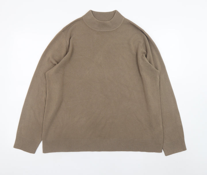 BHS Men’s Beige Mock Neck Cotton Acrylic Pullover Jumper L