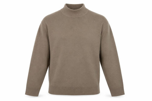 Front view of BHS Men’s Beige Mock Neck Cotton Acrylic jumper L