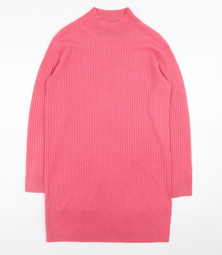 Marks and Spencer Women Pink S Ribbed Knit Jumper Dress