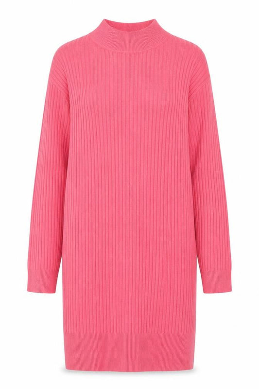 Front view of Marks & Spencer Women Pink S Ribbed Knit Jumper Dress