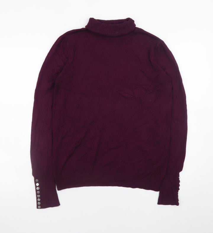 Wallis Women's Purple Roll Neck Long Sleeve Pullover Jumper Size 12