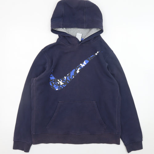 Nike Teens Blue Camouflage Logo Pullover Hoodie XL Fleece Sweatshirt
