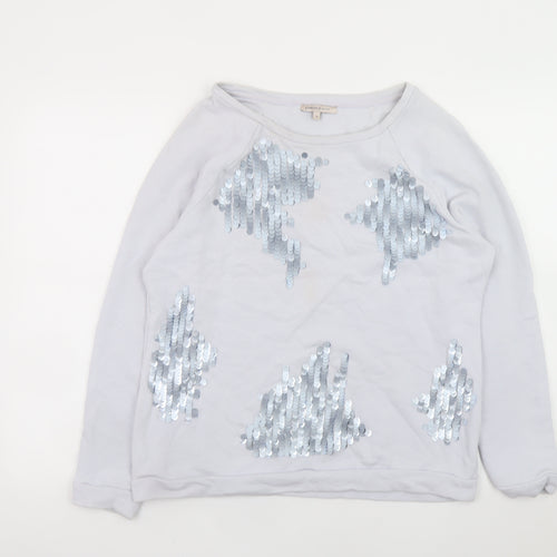 Marks and Spencer Unisex White Sequin Cotton Pullover Sweatshirt L