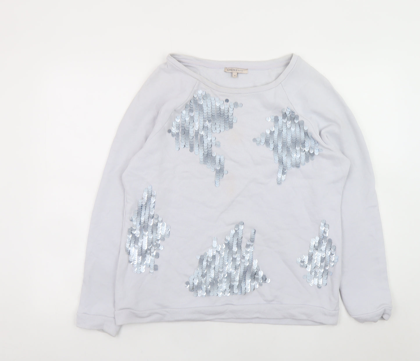 Marks and Spencer Unisex White Sequin Cotton Pullover Sweatshirt L