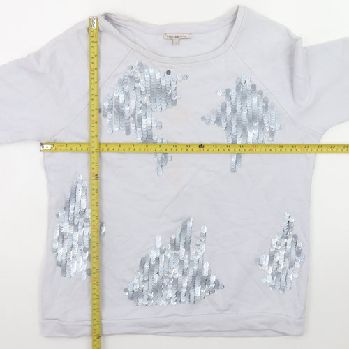 Marks and Spencer Unisex White Sequin Cotton Pullover Sweatshirt L