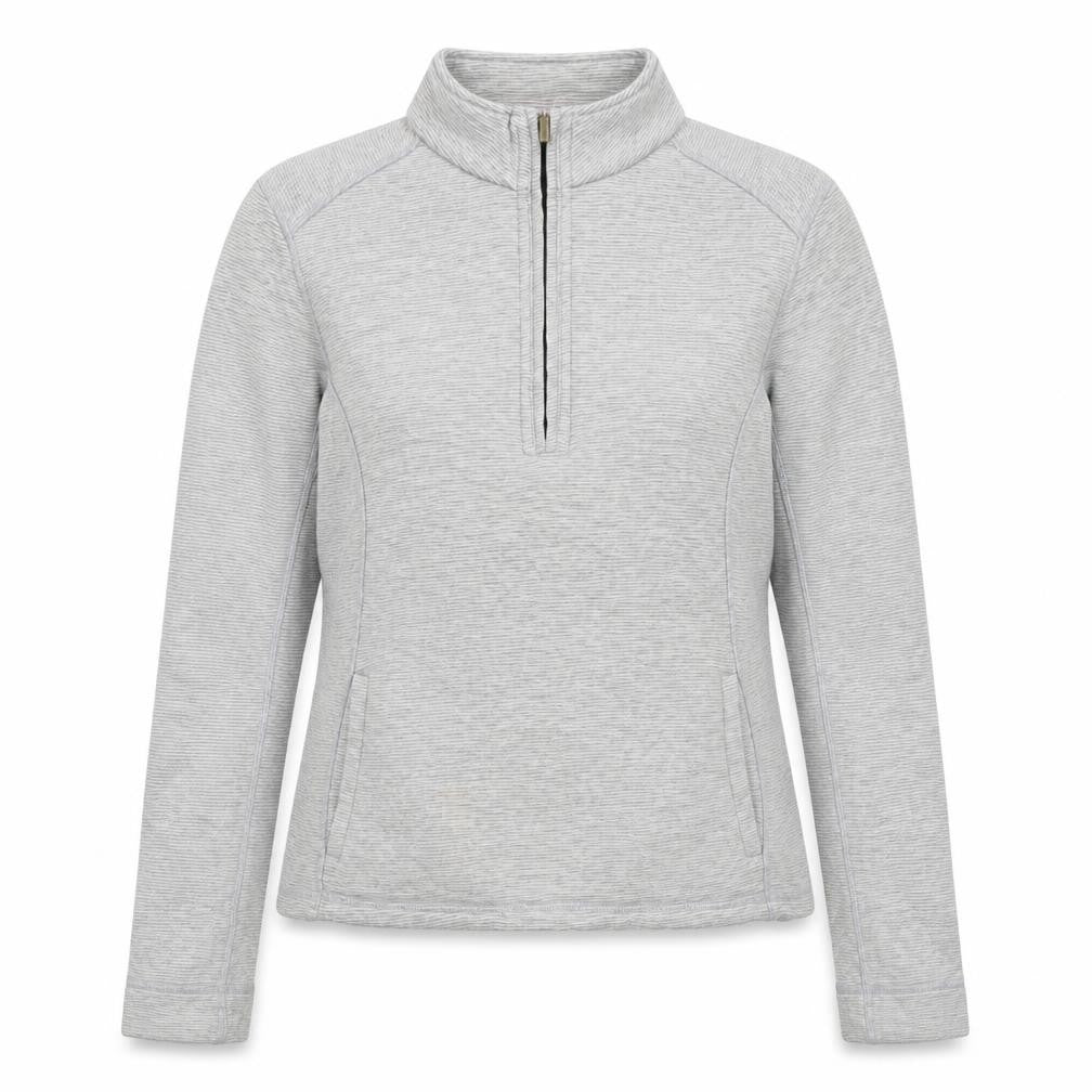 Front view of Marks & Spencer women’s grey 1/2 zip cotton sweatshirt, size UK 10