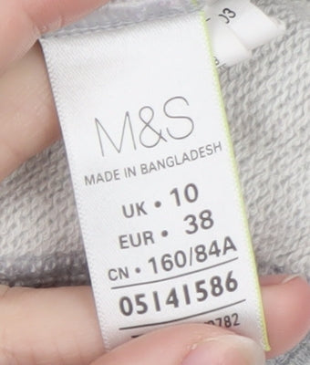 Marks and Spencer Womens Grey 1/2 Zip Cotton Sweatshirt Size 10