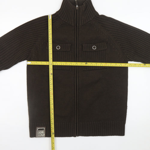 Legend & Soul Men’s Brown Full Zip Knitted Jumper Size L
