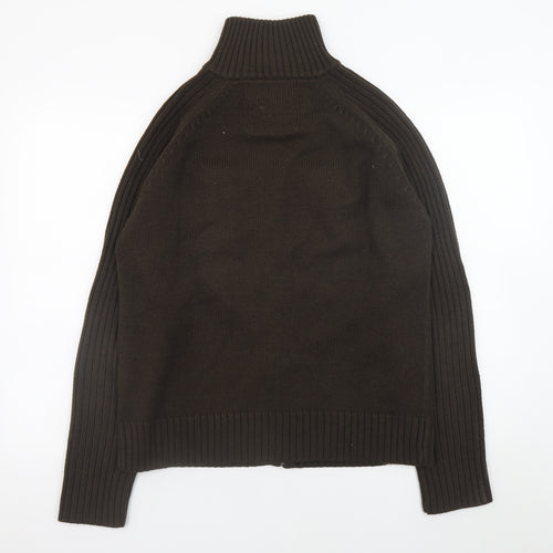 Legend & Soul Men’s Brown Full Zip Knitted Jumper Size L