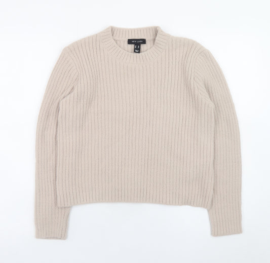 New Look Women Beige Chunky Knit Crew Neck Jumper Size 12