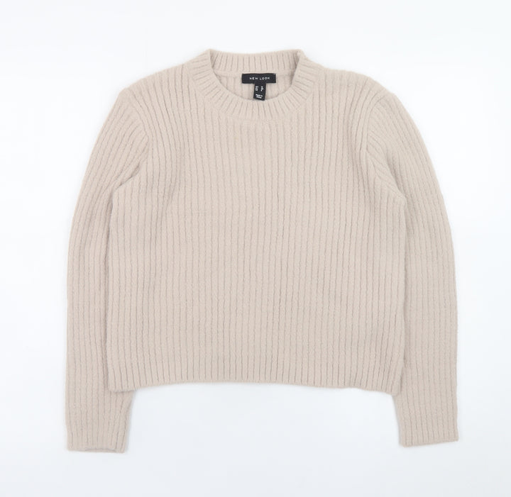 New Look Women Beige Chunky Knit Crew Neck Jumper Size 12