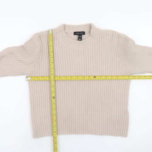 New Look Women Beige Chunky Knit Crew Neck Jumper Size 12