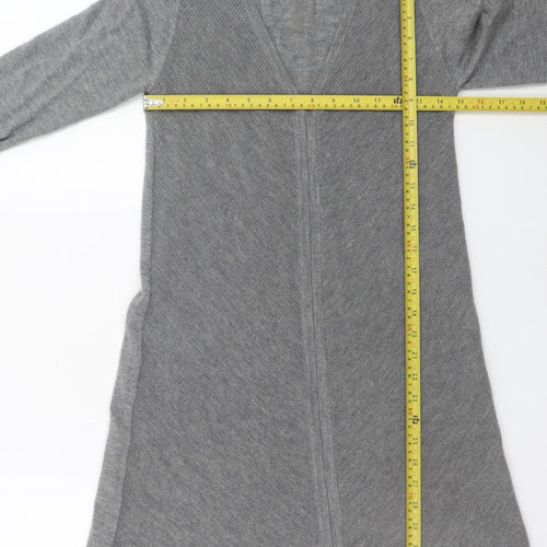 The White Company Women Grey Size 12 Wool Cashmere Knit Midi A-Line Dress