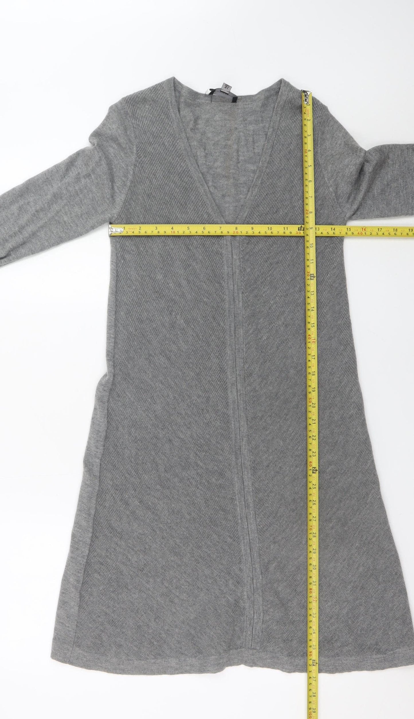 The White Company Women Grey Size 12 Wool Cashmere Knit Midi A-Line Dress