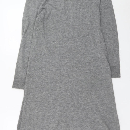 The White Company Women Grey Size 12 Wool Cashmere Knit Midi A-Line Dress