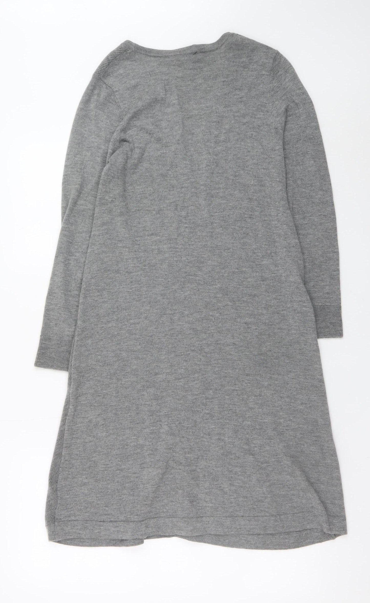The White Company Women Grey Size 12 Wool Cashmere Knit Midi A-Line Dress