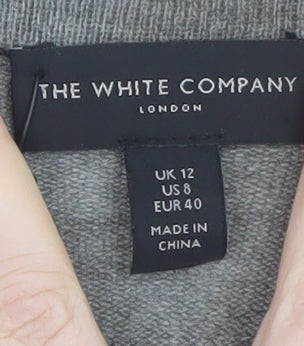 The White Company Women Grey Size 12 Wool Cashmere Knit Midi A-Line Dress