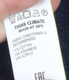 Marks and Spencer Men's Blue 2XL Full Zip Cotton Blend Jumper