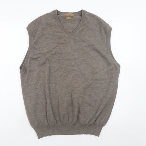 Marks and Spencer Men’s Brown Wool Sleeveless V-Neck Jumper XL