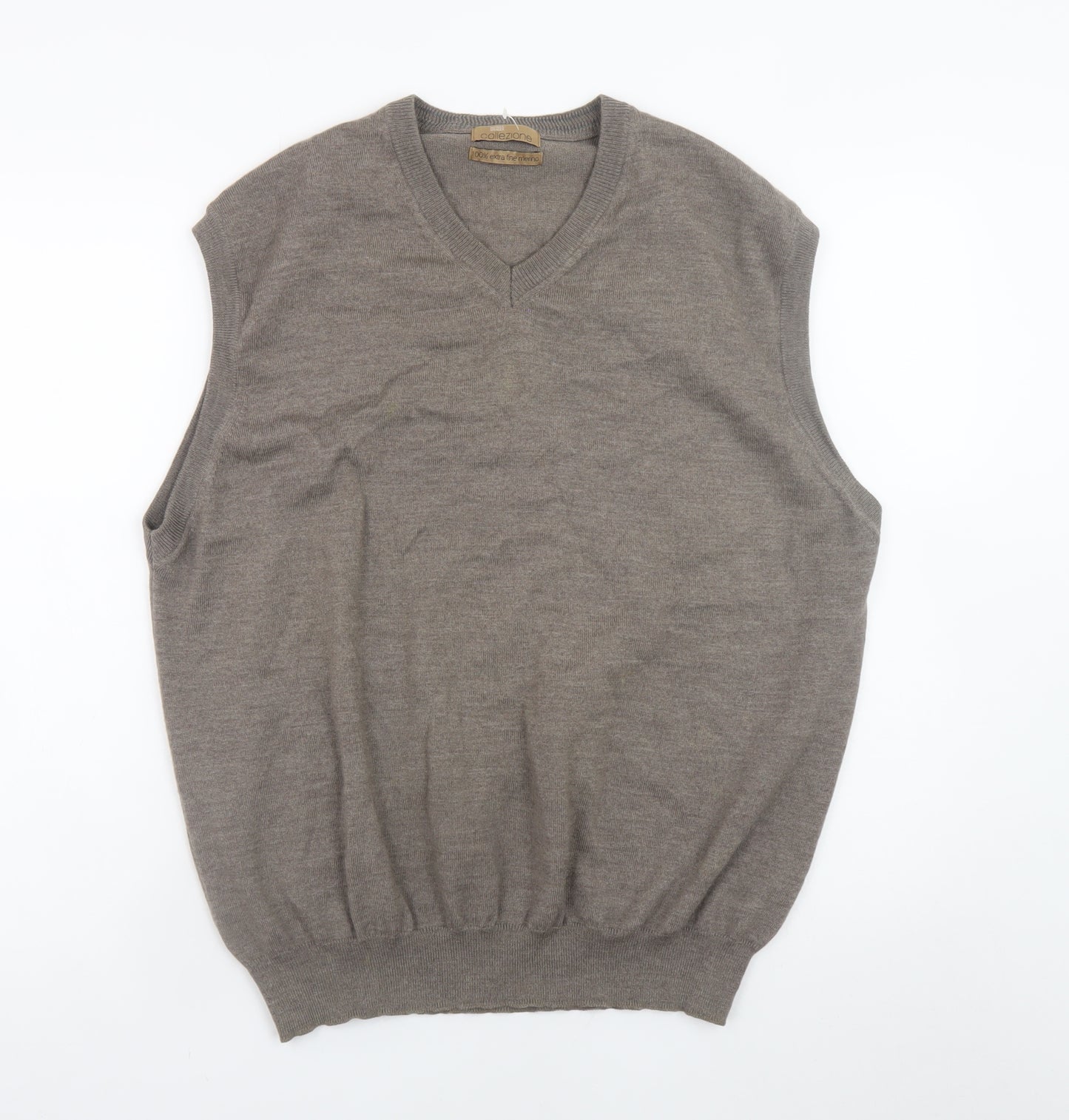 Marks and Spencer Men’s Brown Wool Sleeveless V-Neck Jumper XL